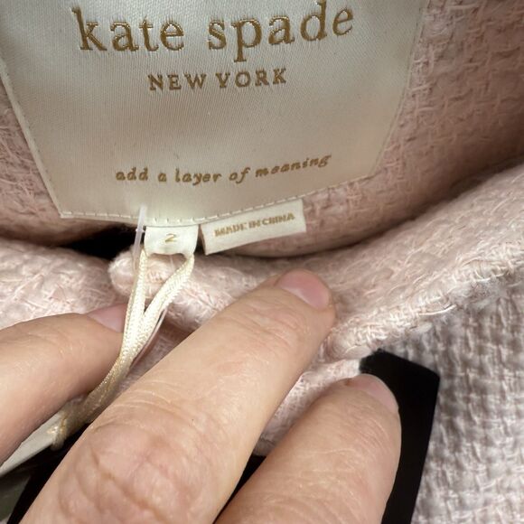 Kate Spade Cherie Pink Tweed Bow Coat Size 2 - New With Tags - Picture 4 of 16